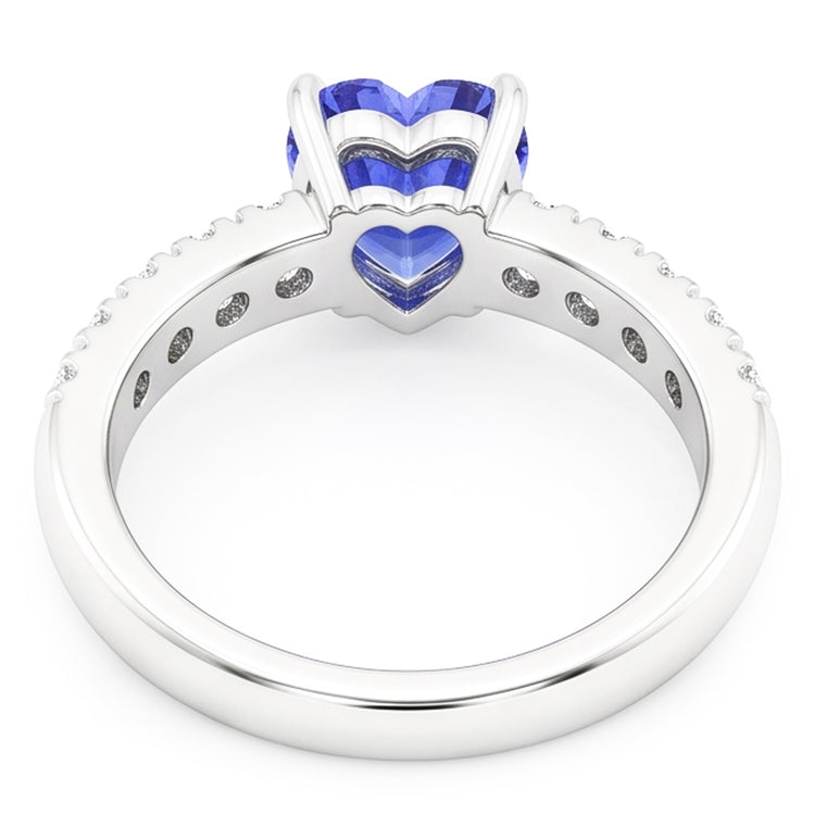 Bague Diamant Saphir Coeur Bleu Océan