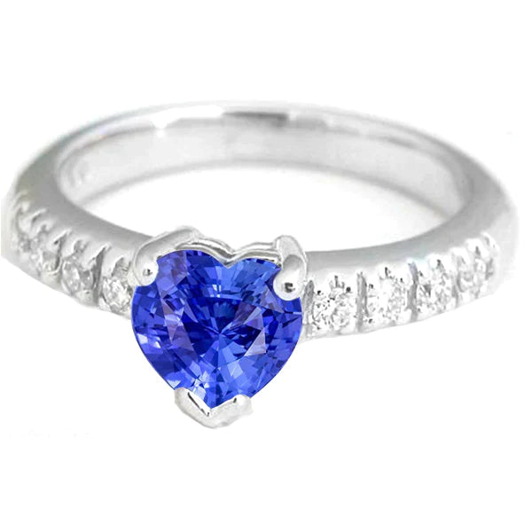 Bague Diamant Saphir Coeur Bleu Océan
