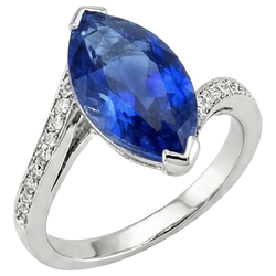 Bague Diamant Naturels Extraits des Mines ( et non cultivés en laboratoire ) Saphir Marquise Unique