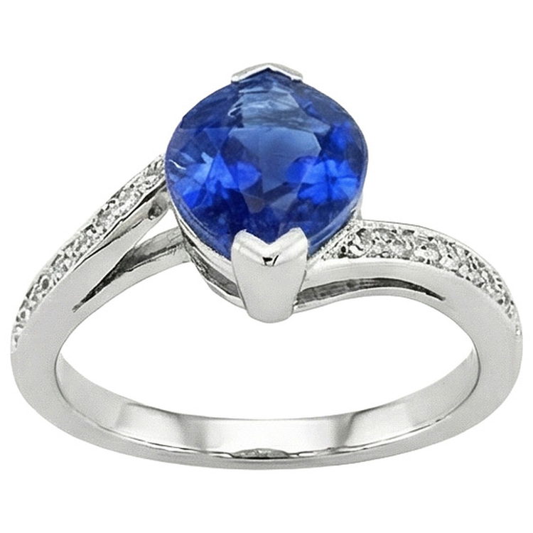Bague Diamant Naturels Extraits des Mines ( et non cultivés en laboratoire ) Saphir Marquise Unique