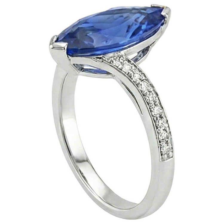 Bague Diamant Naturels Extraits des Mines ( et non cultivés en laboratoire ) Saphir Marquise Unique