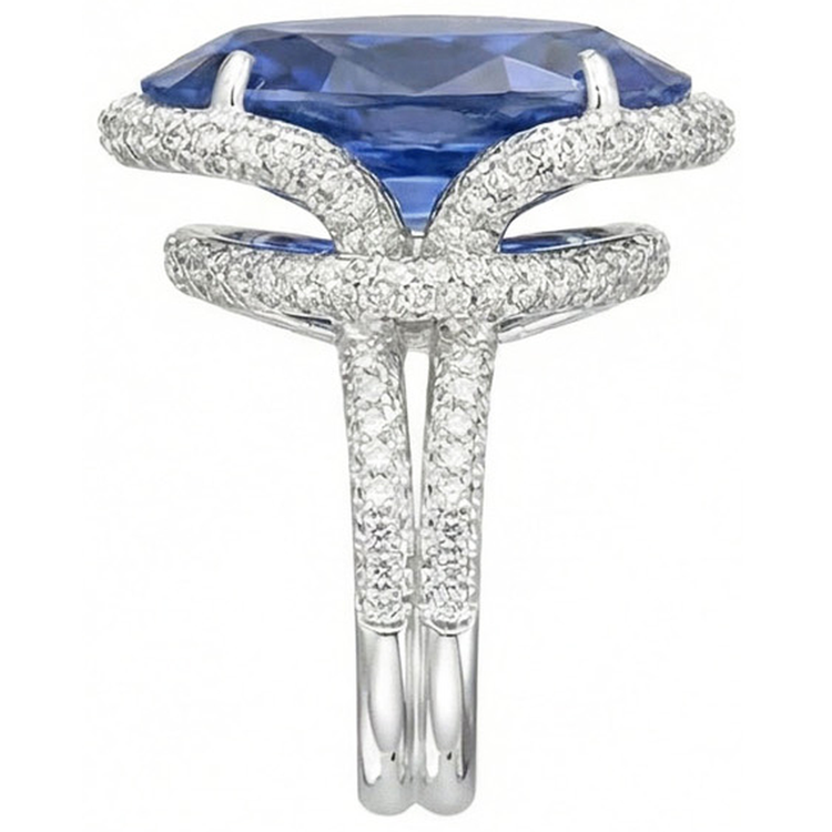 Bague Diamant Naturels Extraits des Mines ( et non cultivés en laboratoire ) Saphir Ovale 8 Carats