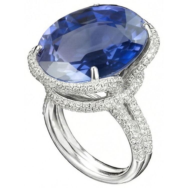 Bague Diamant Naturels Extraits des Mines ( et non cultivés en laboratoire ) Saphir Ovale 8 Carats