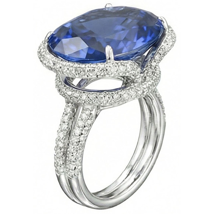 Bague Diamant Naturels Extraits des Mines ( et non cultivés en laboratoire ) Saphir Ovale 8 Carats