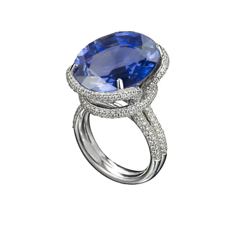 Bague Diamant Saphir Ovale 8 Carats