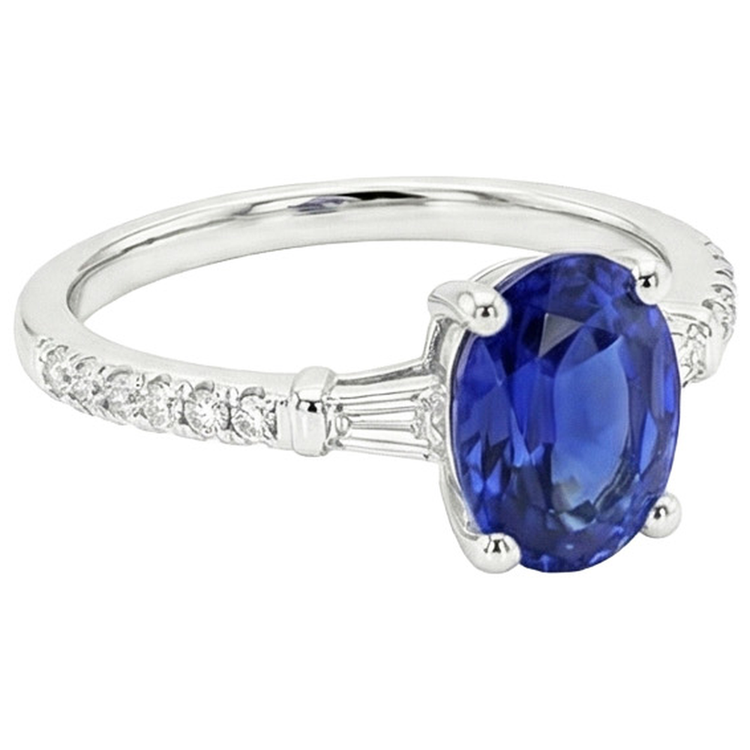 Bague Diamant Saphir Ovale