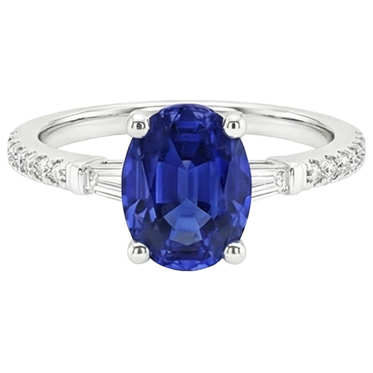 Bague Diamant Saphir Ovale