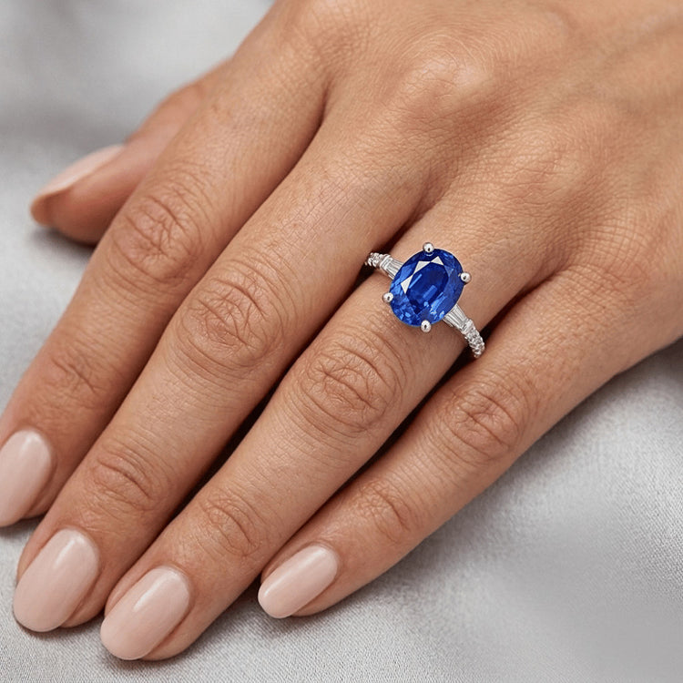 Bague Diamant Saphir Ovale