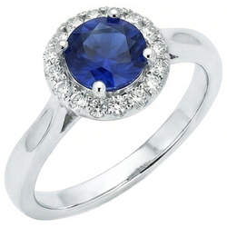 Bague Diamant Naturels Extraits des Mines ( et non cultivés en laboratoire ) Saphir Sri Lanka Or Blanc 14K 2.5 Ct.