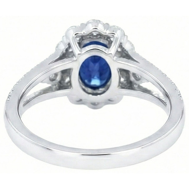 naturel oval diamant 2.05carats bague vue de profil