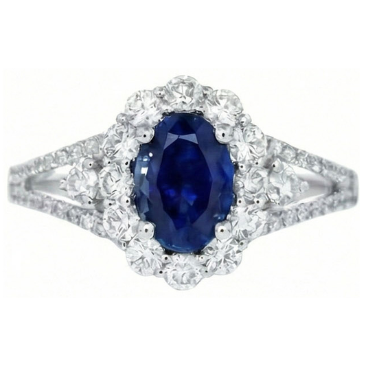 naturel oval diamant 2.05carats bague angle de côté