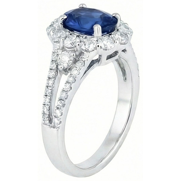 naturel oval diamant 2.05carats bague détail rapproché