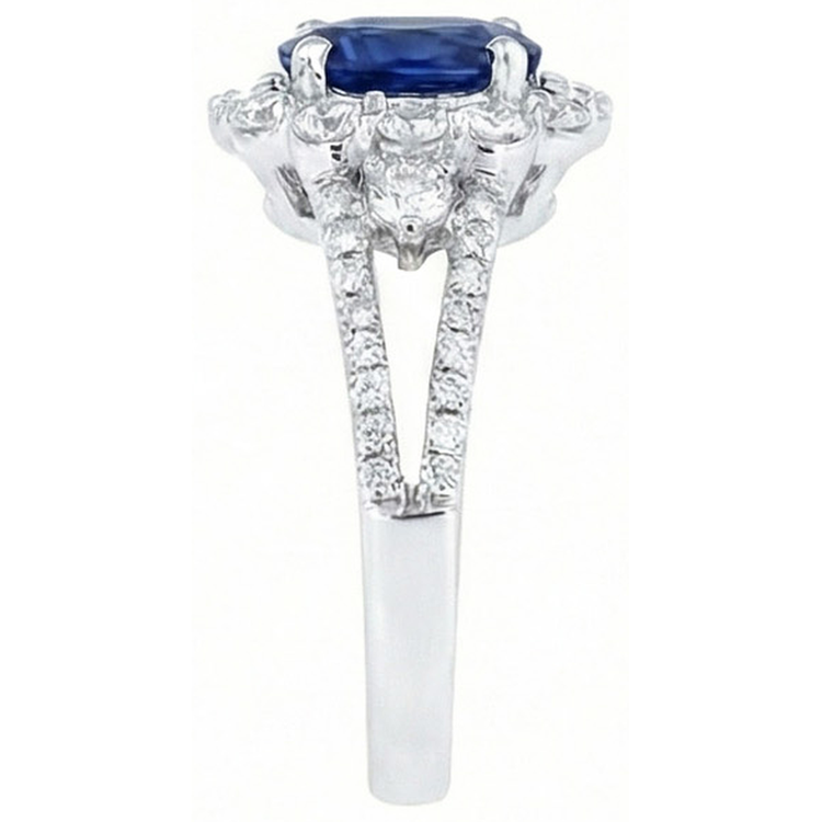 naturel oval diamant 2.05carats bague vue de dessus