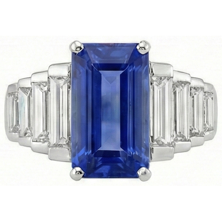 Bague Diamant Naturels Extraits des Mines ( et non cultivés en laboratoire ) Saphir Sri Lankais 8 Carats Or Blanc 14K