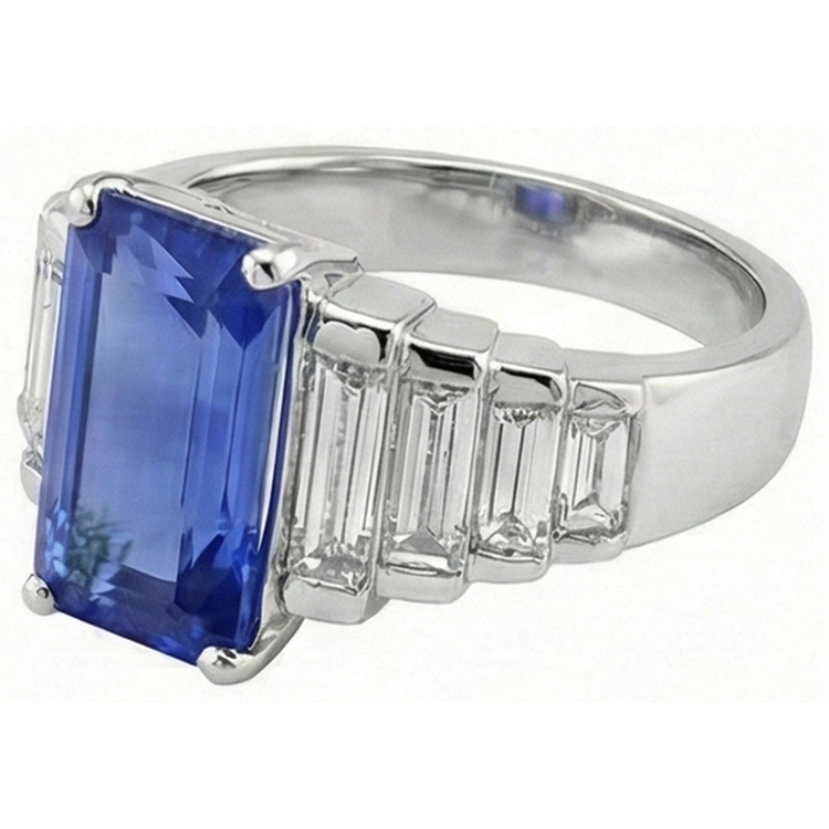 Bague Diamant Naturels Extraits des Mines ( et non cultivés en laboratoire ) Saphir Sri Lankais 8 Carats Or Blanc 14K