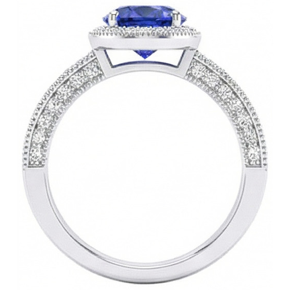 naturel round saphir 3.05carats bague vue de dessus