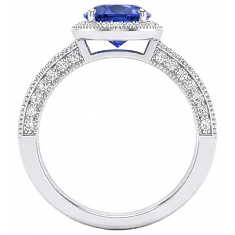 naturel round saphir 3.05carats bague vue de dessus