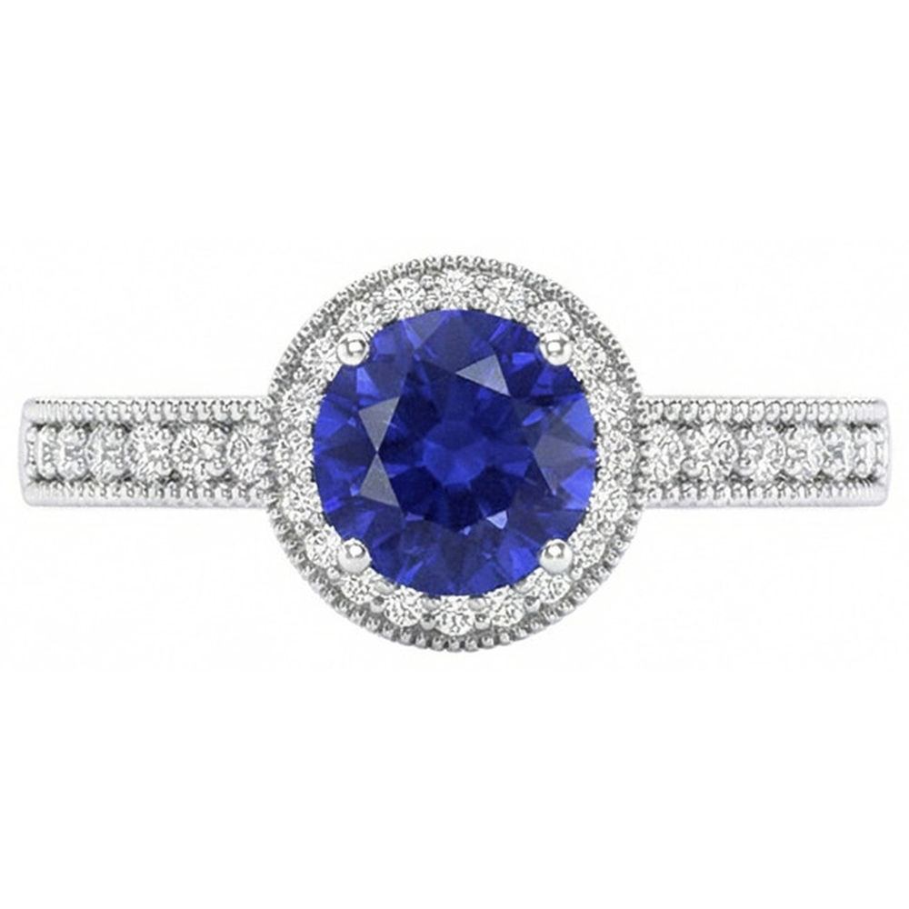 naturel round saphir 3.05carats bague détail rapproché
