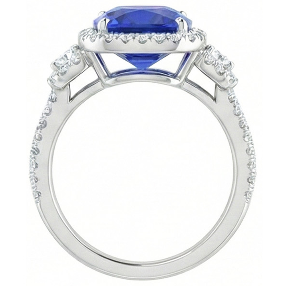 naturel cushion diamant 5carats bague vue de profil