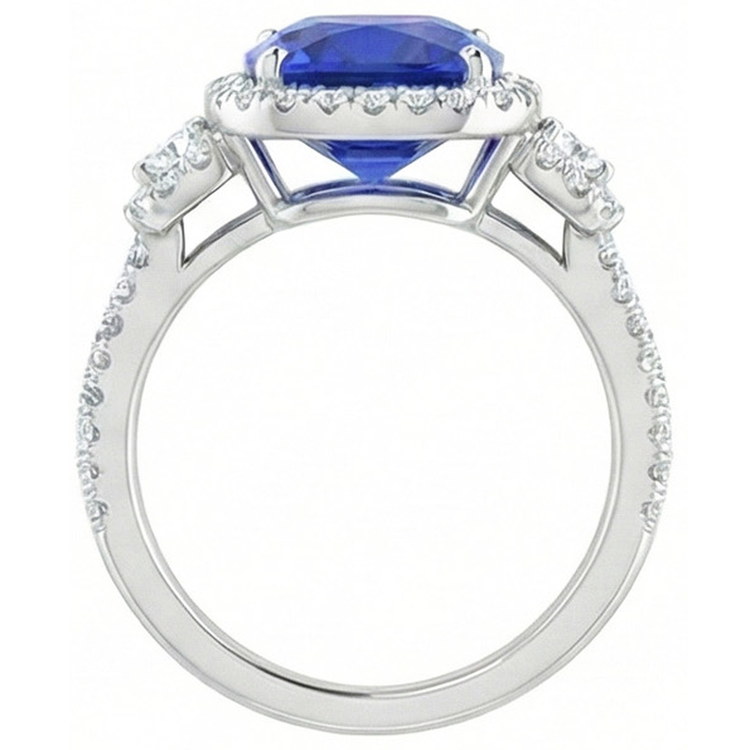 naturel cushion diamant 5carats bague vue de profil