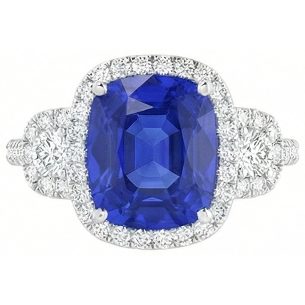 naturel cushion diamant 5carats bague angle de côté