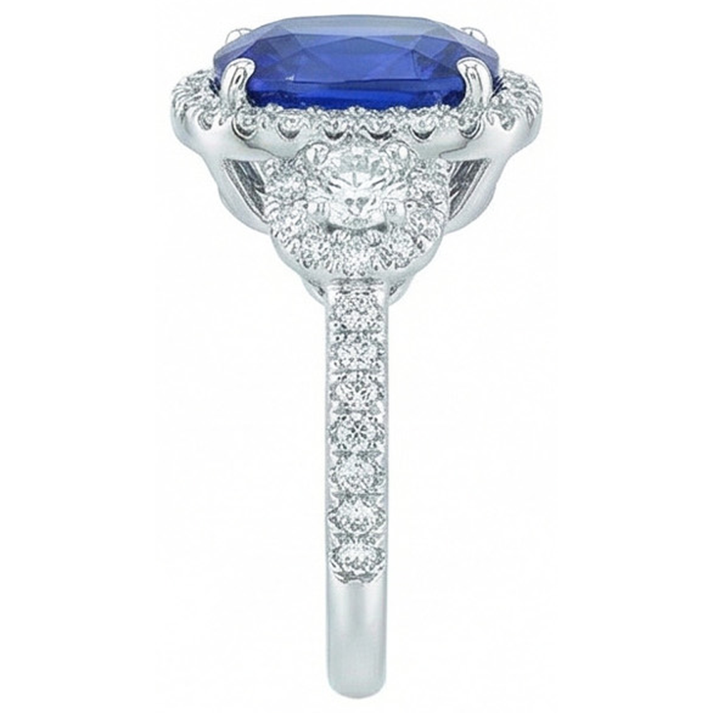 naturel cushion diamant 5carats bague vue de dessus
