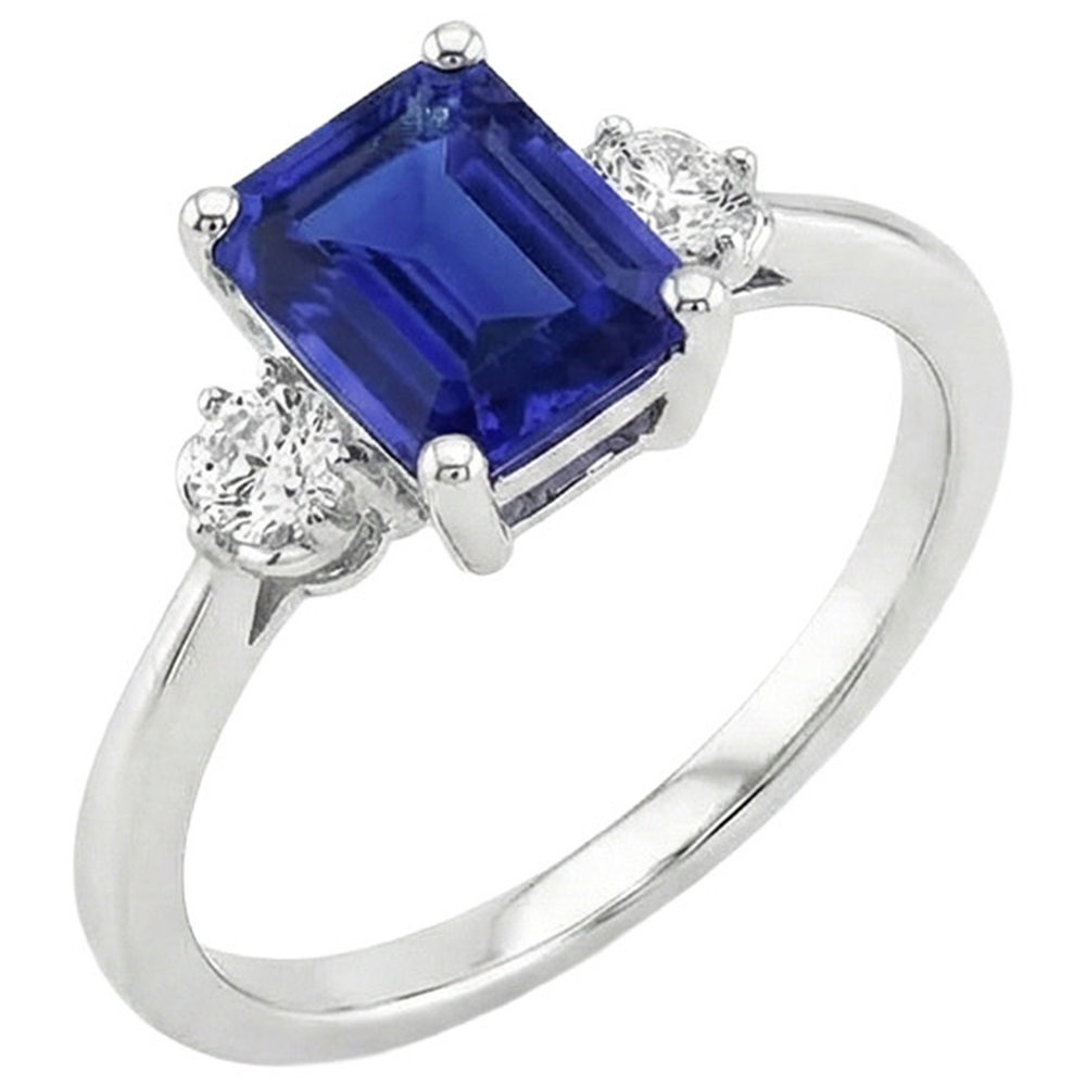 Bague Diamant Naturels Extraits des Mines ( et non cultivés en laboratoire ) Saphir Taille émeraude 3 Carats