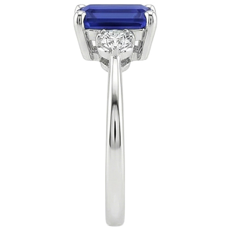 Bague Diamant Naturels Extraits des Mines ( et non cultivés en laboratoire ) Saphir Taille émeraude 3 Carats