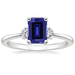 Bague Diamant Saphir Taille émeraude 3 Carats