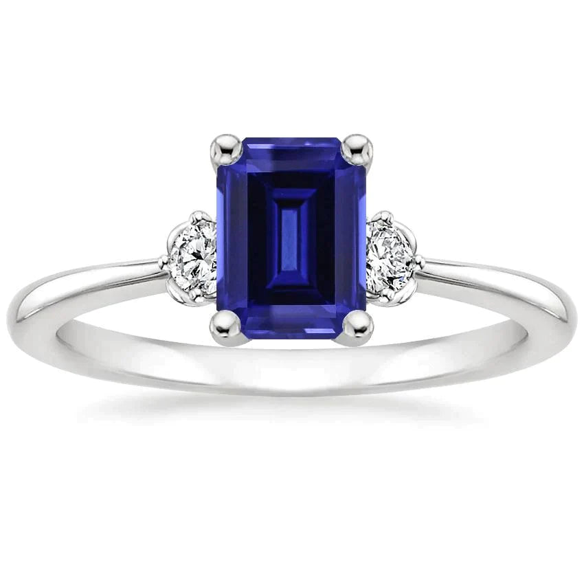 Bague Diamant Saphir Taille émeraude 3 Carats