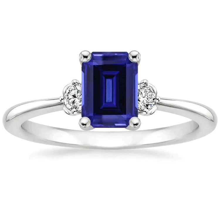 Bague Diamant Saphir Taille émeraude 3 Carats