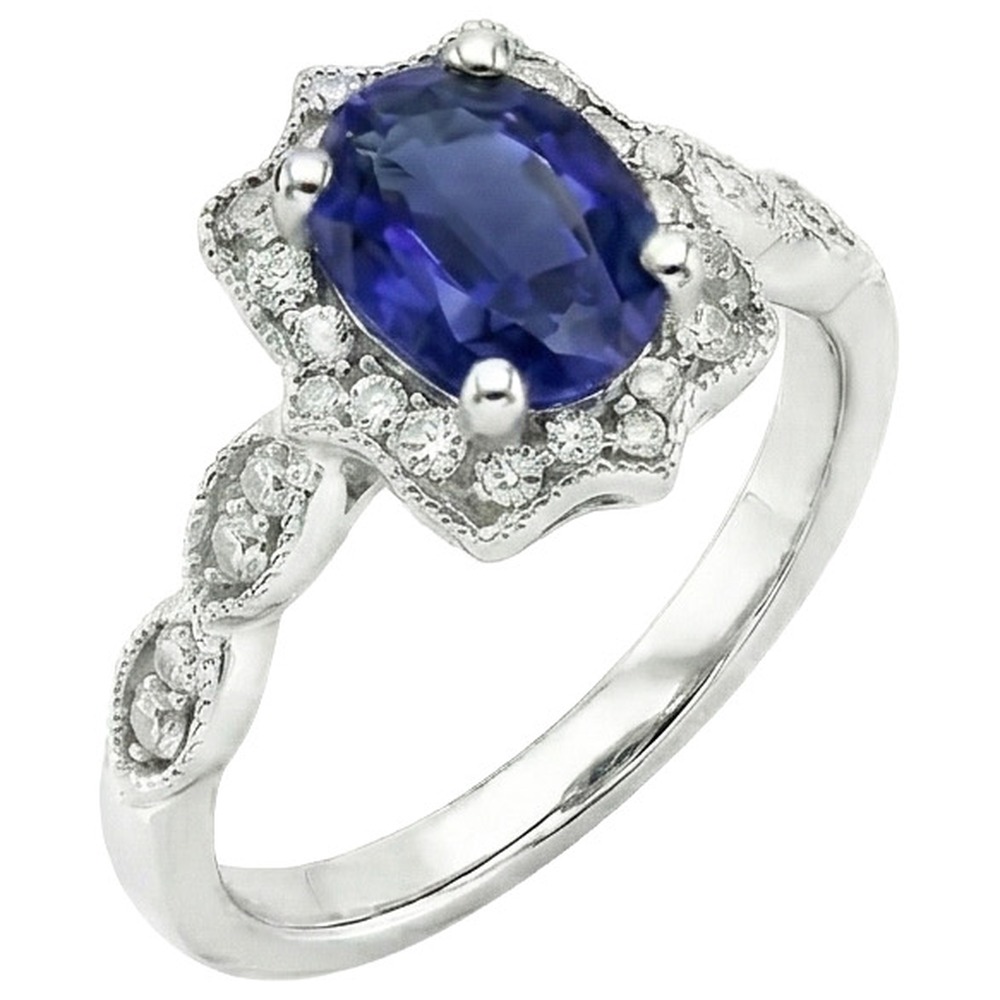 naturel oval diamant 14carats bague vue de face