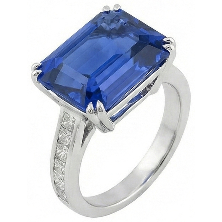 Bague Diamant Saphir émeraude de Ceylan 5 Carats