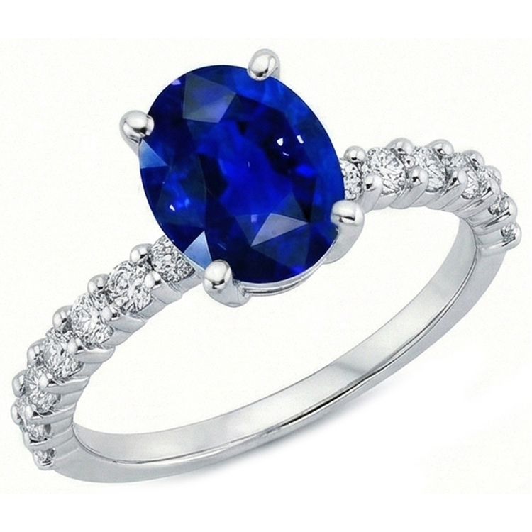 naturel oval saphir 4.50carats bague angle de côté