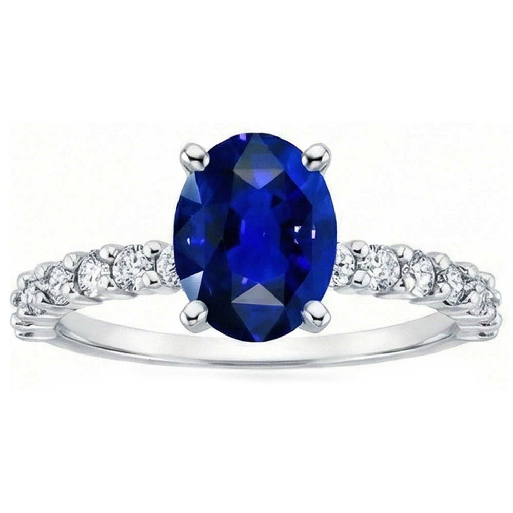 naturel oval saphir 4.50carats bague vue de dessus
