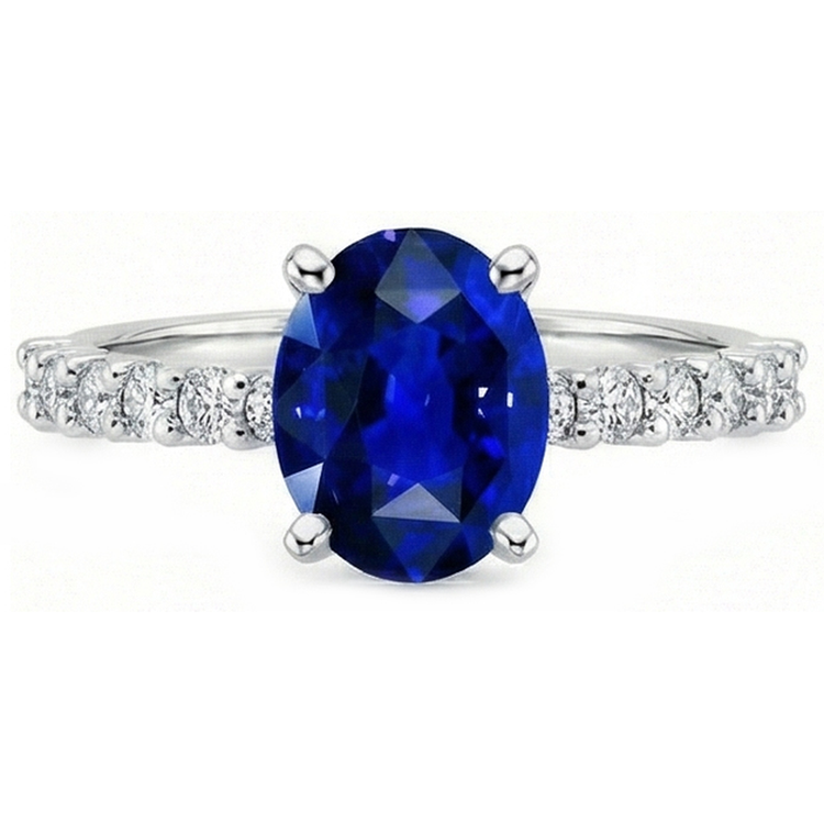 naturel oval saphir 4.50carats bague détail rapproché
