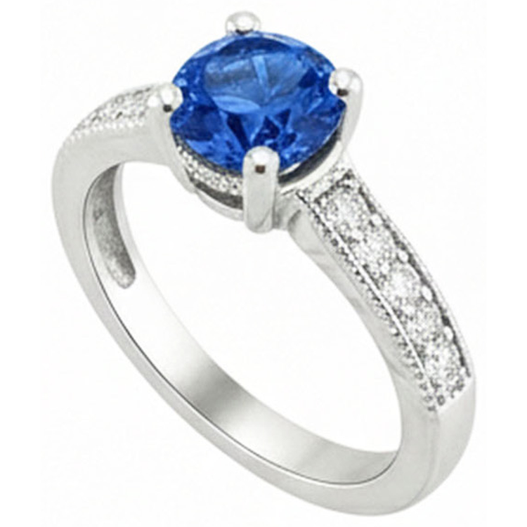 Bague Diamant Naturels Extraits des Mines ( et non cultivés en laboratoire ) Sri Lanka Blue Gems