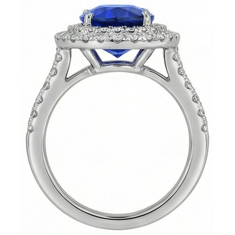 Bague Diamant Naturels Extraits des Mines ( et non cultivés en laboratoire ) Sri Lanka Double Halo