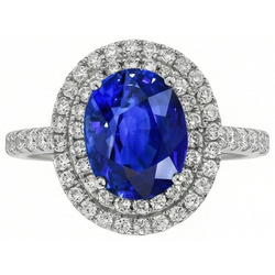 Bague Diamant Naturels Extraits des Mines ( et non cultivés en laboratoire ) Sri Lanka Double Halo