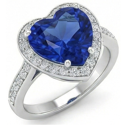 Bague Diamant Naturels Extraits des Mines ( et non cultivés en laboratoire ) Sri Lanka Saphir Bleu Or Blanc 4.5 Ct