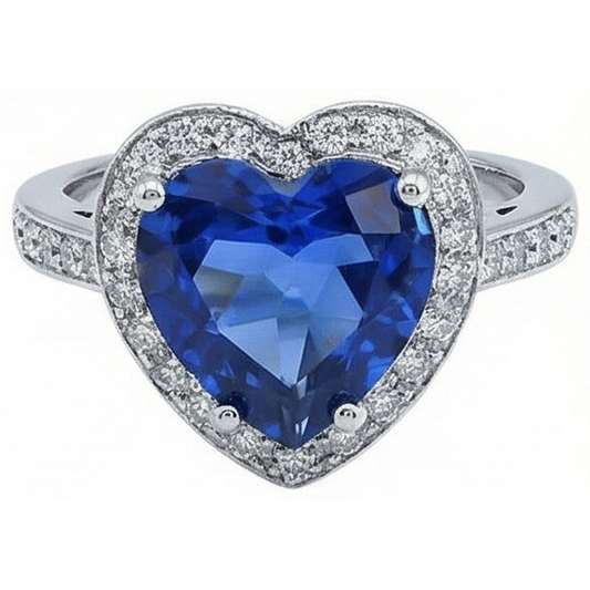 Bague Diamant Naturels Extraits des Mines ( et non cultivés en laboratoire ) Sri Lanka Saphir Bleu Or Blanc 4.5 Ct