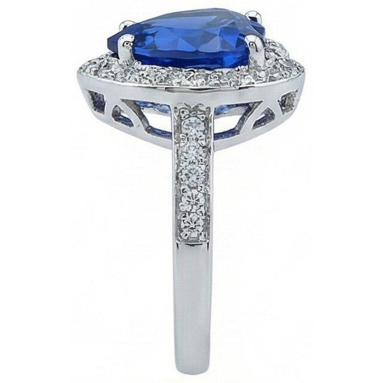 Bague Diamant Naturels Extraits des Mines ( et non cultivés en laboratoire ) Sri Lanka Saphir Bleu Or Blanc 4.5 Ct