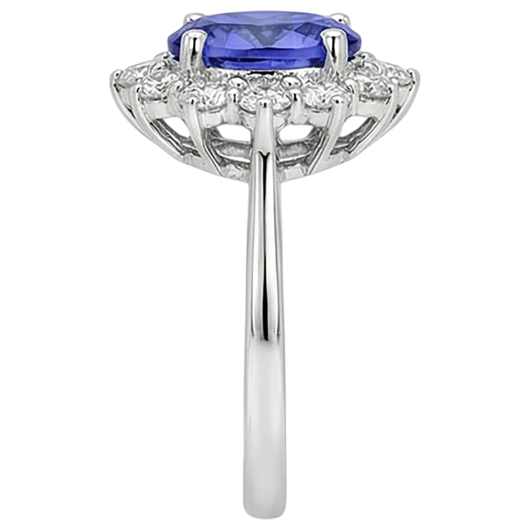 Bague Diamant Naturels Extraits des Mines ( et non cultivés en laboratoire ) Tanzanite Style Fleur Bijoux Dame Or 2 Carats