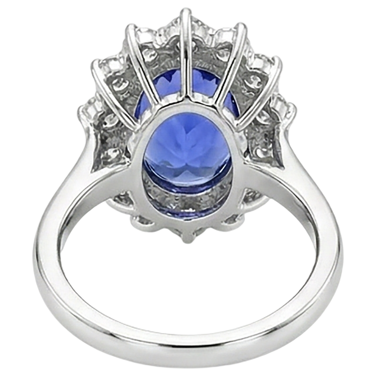 Bague Diamant Naturels Extraits des Mines ( et non cultivés en laboratoire ) Tanzanite Style Fleur Bijoux Dame Or 2 Carats