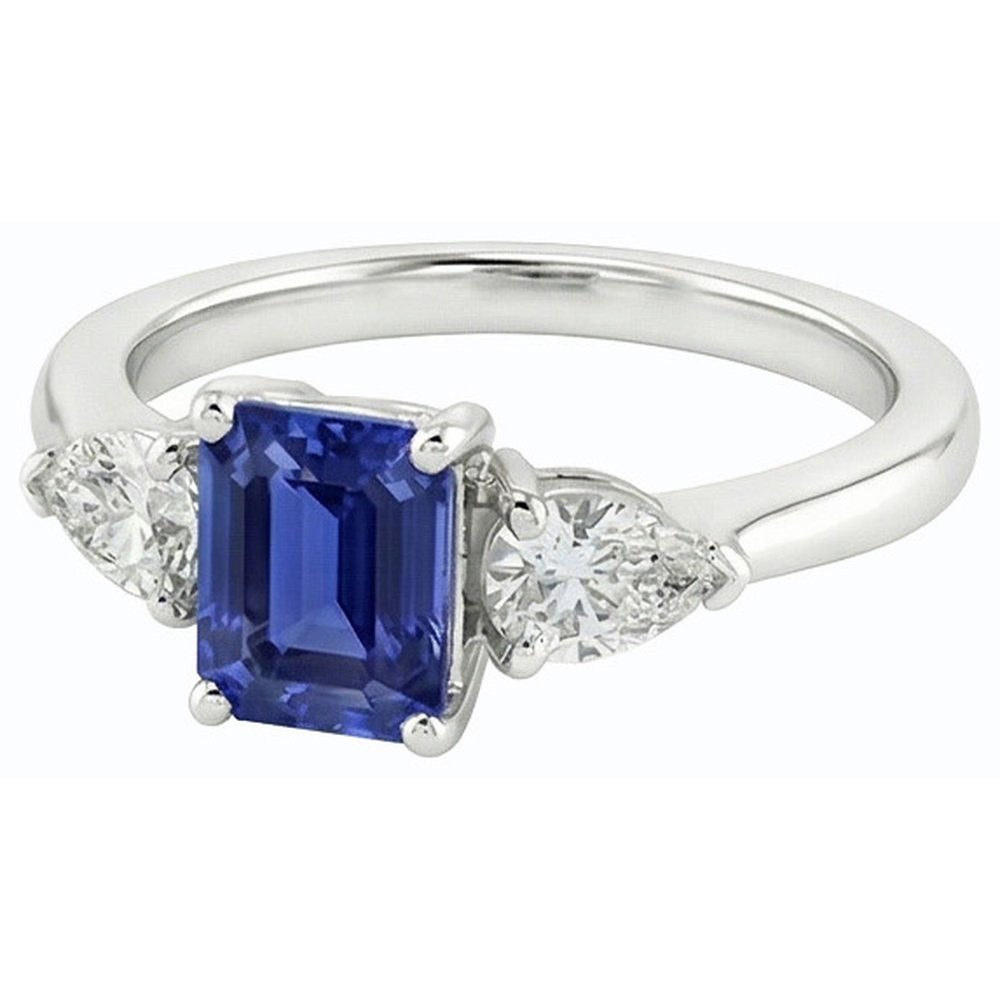 naturel pear diamant 2.50carats bague vue de profil