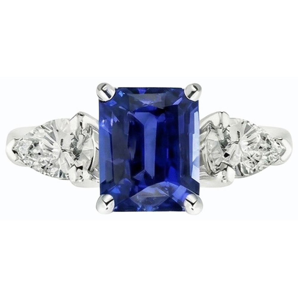 naturel pear diamant 2.50carats bague sur blanc