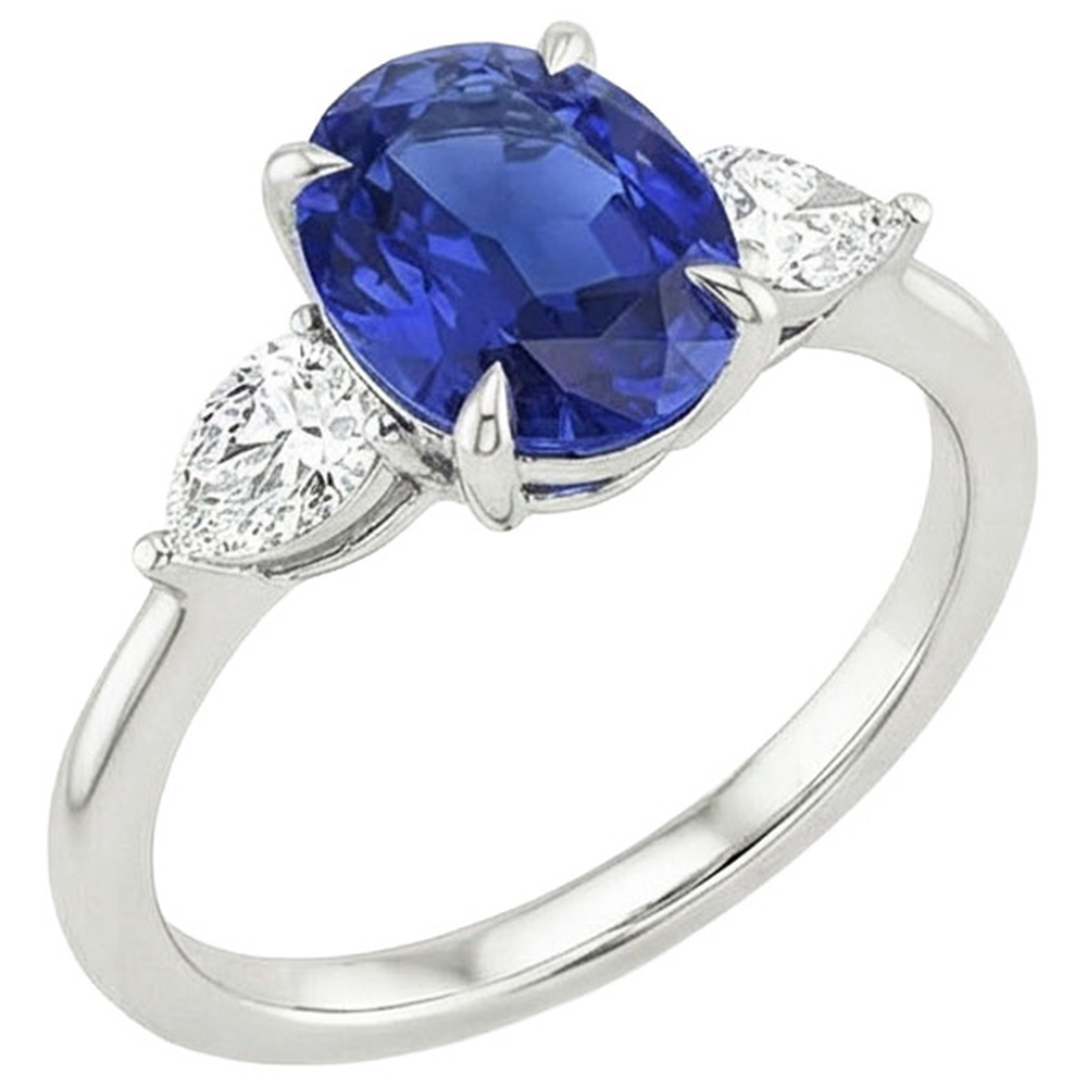 naturel oval diamant 3.50carats bague angle de côté