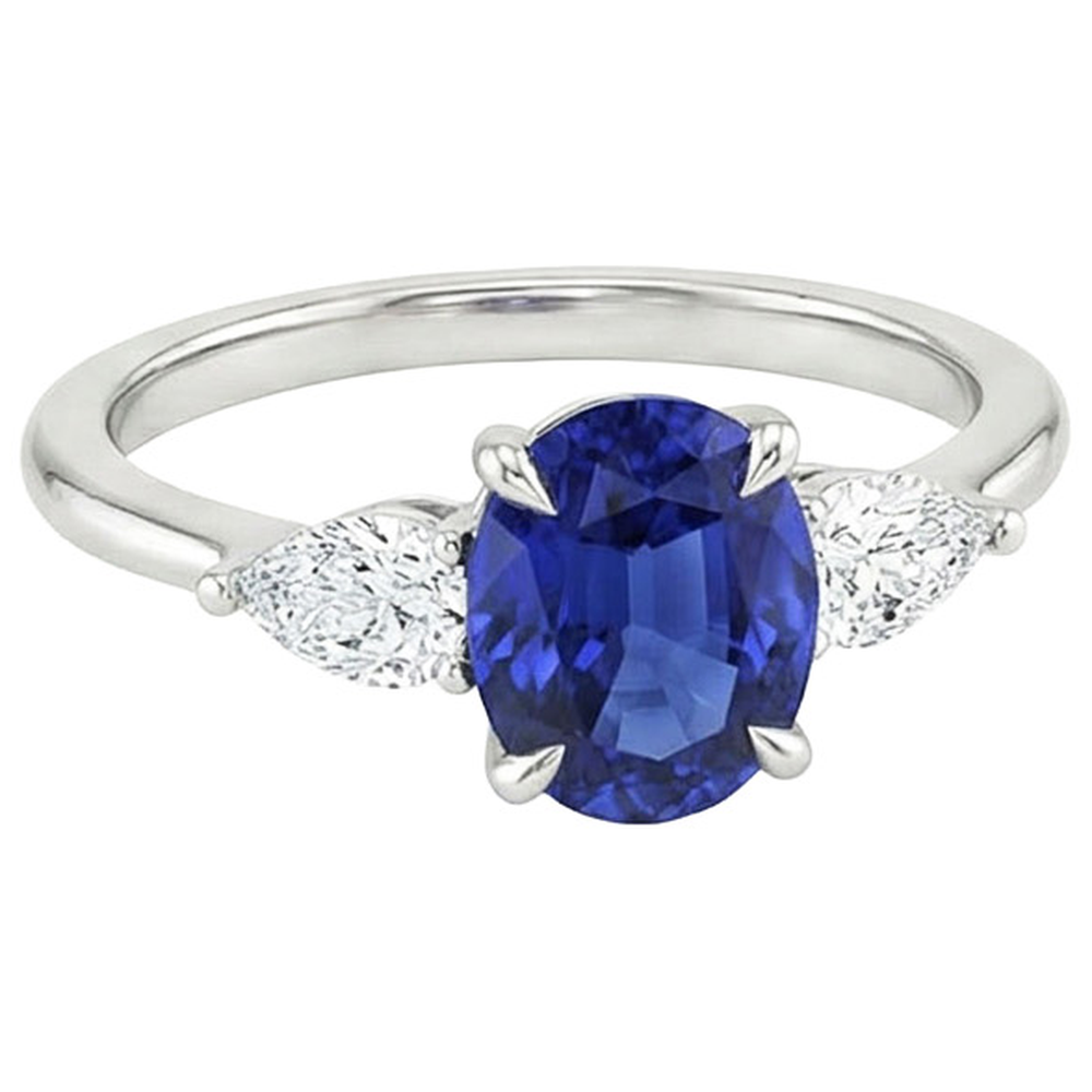 naturel oval diamant 3.50carats bague vue de dessus