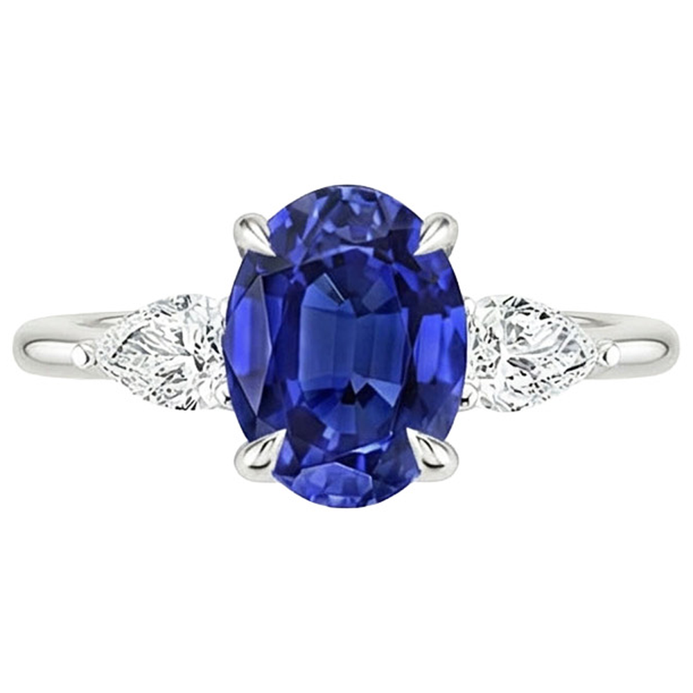 naturel oval diamant 3.50carats bague vue de profil