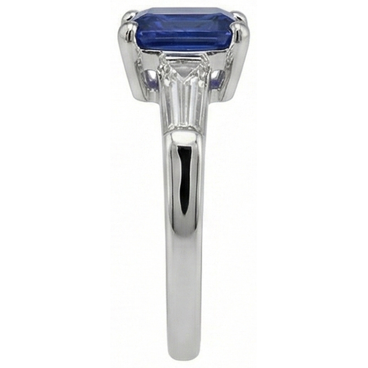 Bague Diamant Trois Pierres émeraude Saphir Ceylan 2 Carats Or Blanc
